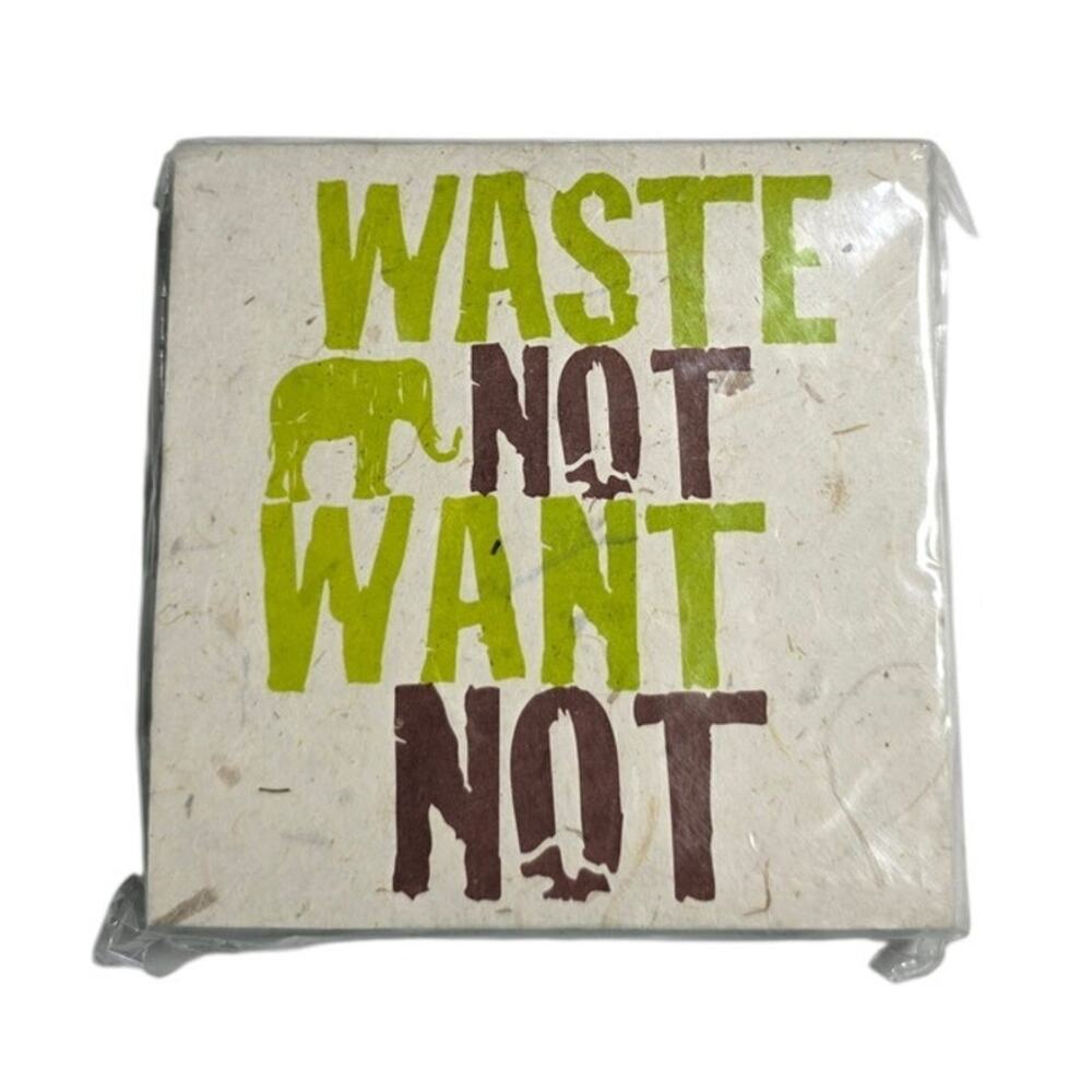 New 2010 100% Organic Recycled Eco-Friendly Elephant Note Pad WASTE NOT WANT NOT
